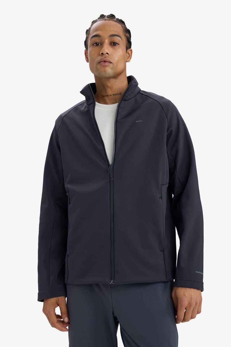 DeFacto Grey Man DeFactoFit Waterproof Slim Fit Zippered Softshell Rain Jacket Casual - Image 5